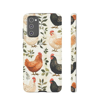 Samsung Galaxy Case: Vintage Chicken Farmhouse Case – Rustic Leaves Design