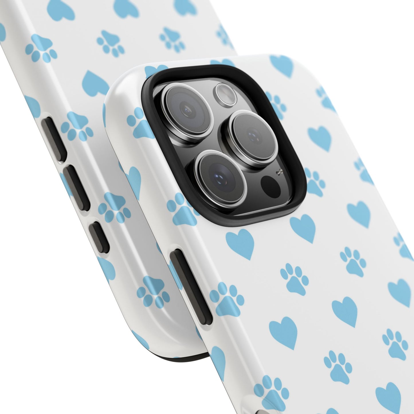 Blue Paw Prints & Hearts – Adorable and Durable iPhone Case for Pet Lovers