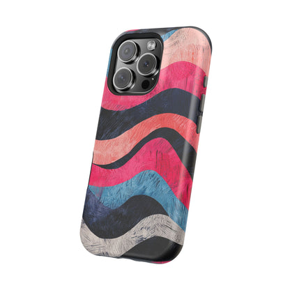 Abstract Wave Pattern MagSafe iPhone Case – Shockproof, Matte Finish, Dual-Layer Protection