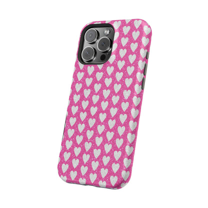 Pink Glitter Heart Pattern MagSafe Case