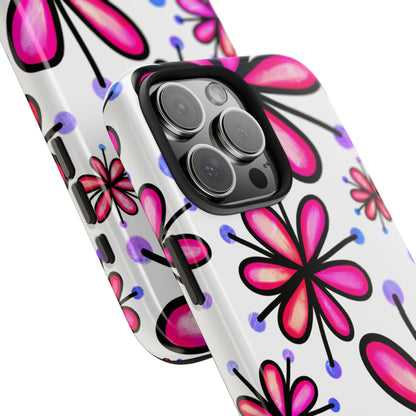 Pink Retro Bloom iPhone Case – Ultra-Slim Design, Glossy Finish