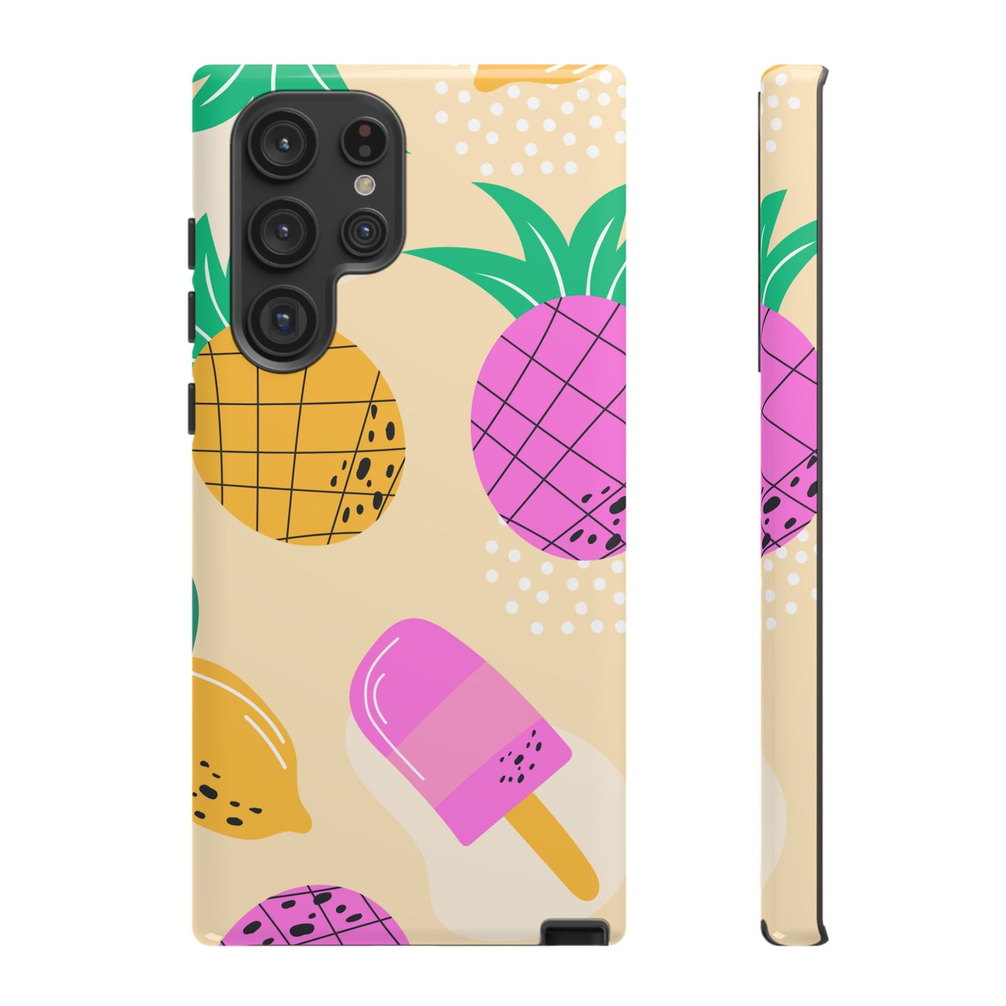 Tropical Pop Samsung Galaxy Case – Fun Pineapple & Lemon Design with Vibrant Summery Colors