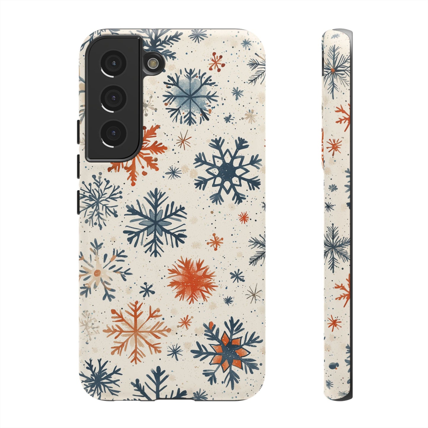 Rustic Orange and Blue Snowflake Pattern – Samsung Galaxy Series Case