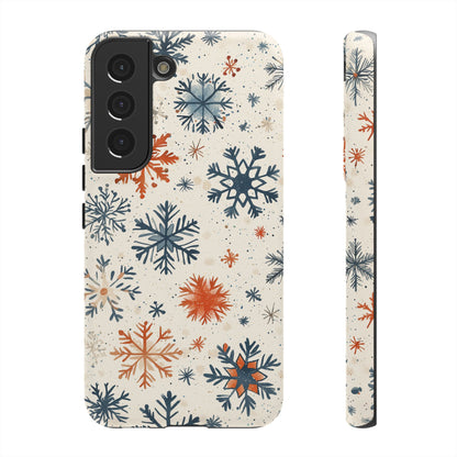 Rustic Orange and Blue Snowflake Pattern – Samsung Galaxy Series Case