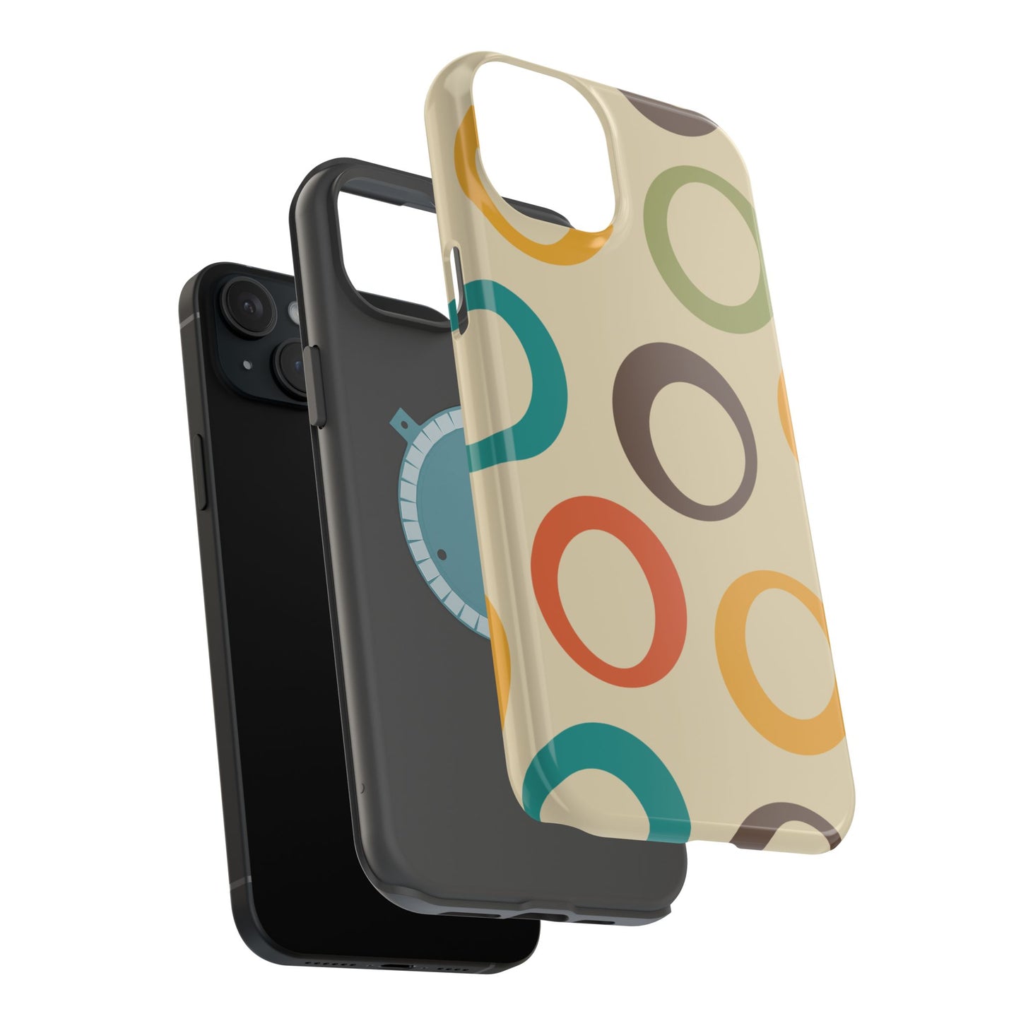Retro Colorful Rings MagSafe iPhone Case – Shockproof, Matte Finish, Dual-Layer Protection