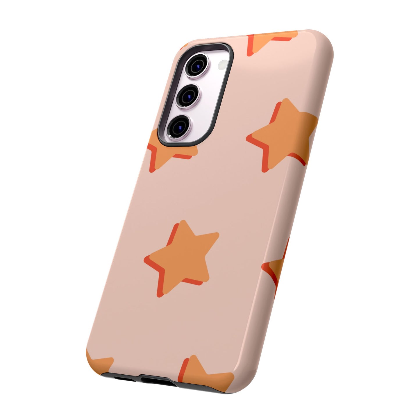 Retro Orange Stars Samsung Galaxy Case – Shock-Resistant, Smooth Matte Finish, Dual-Layer Design