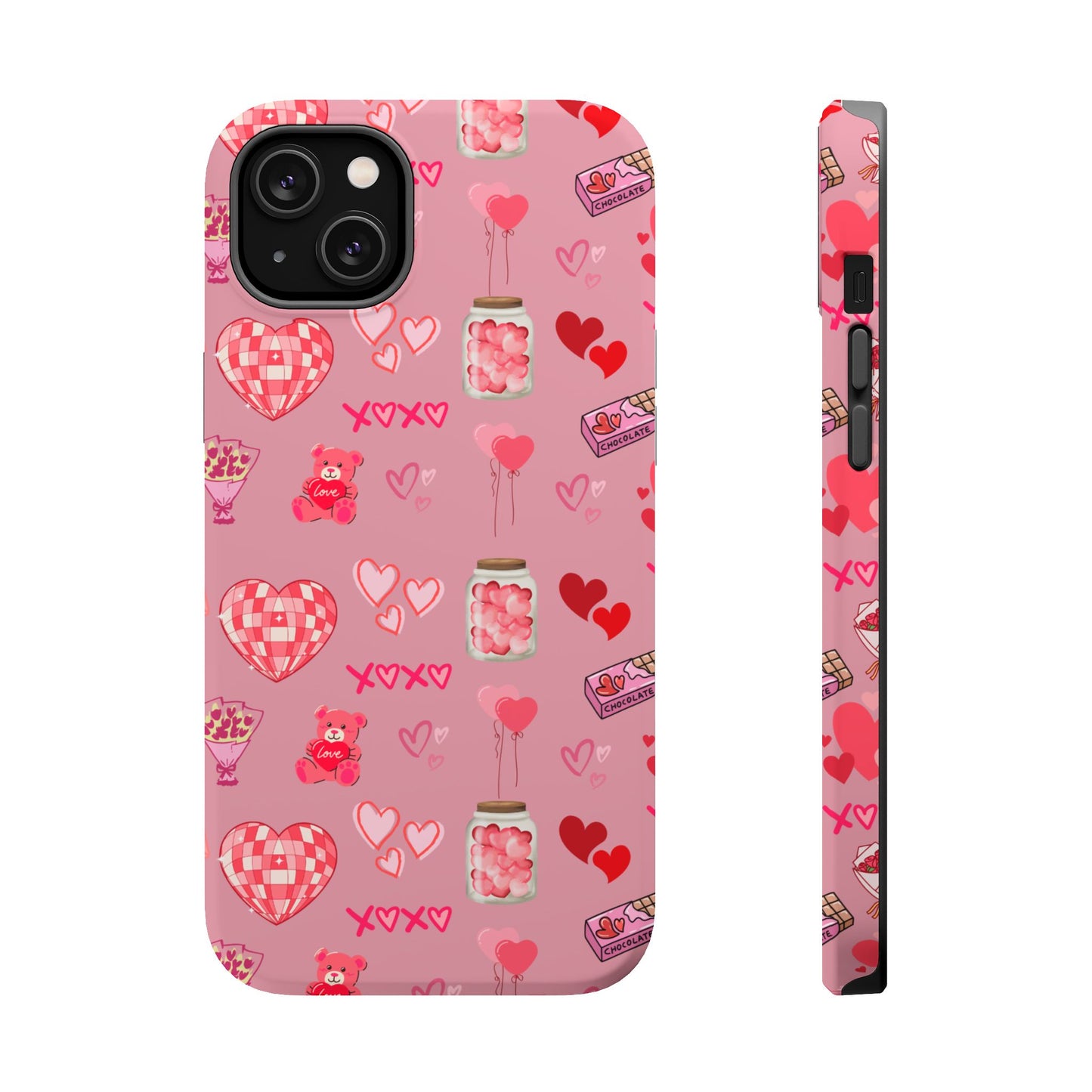 Pink Valentine Love Collage – MagSafe-Compatible iPhone Case