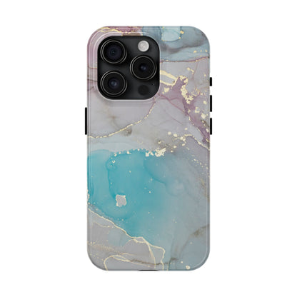 Sky Blue & Purple Marble Wave – iPhone Case with Fluid Swirl Pattern