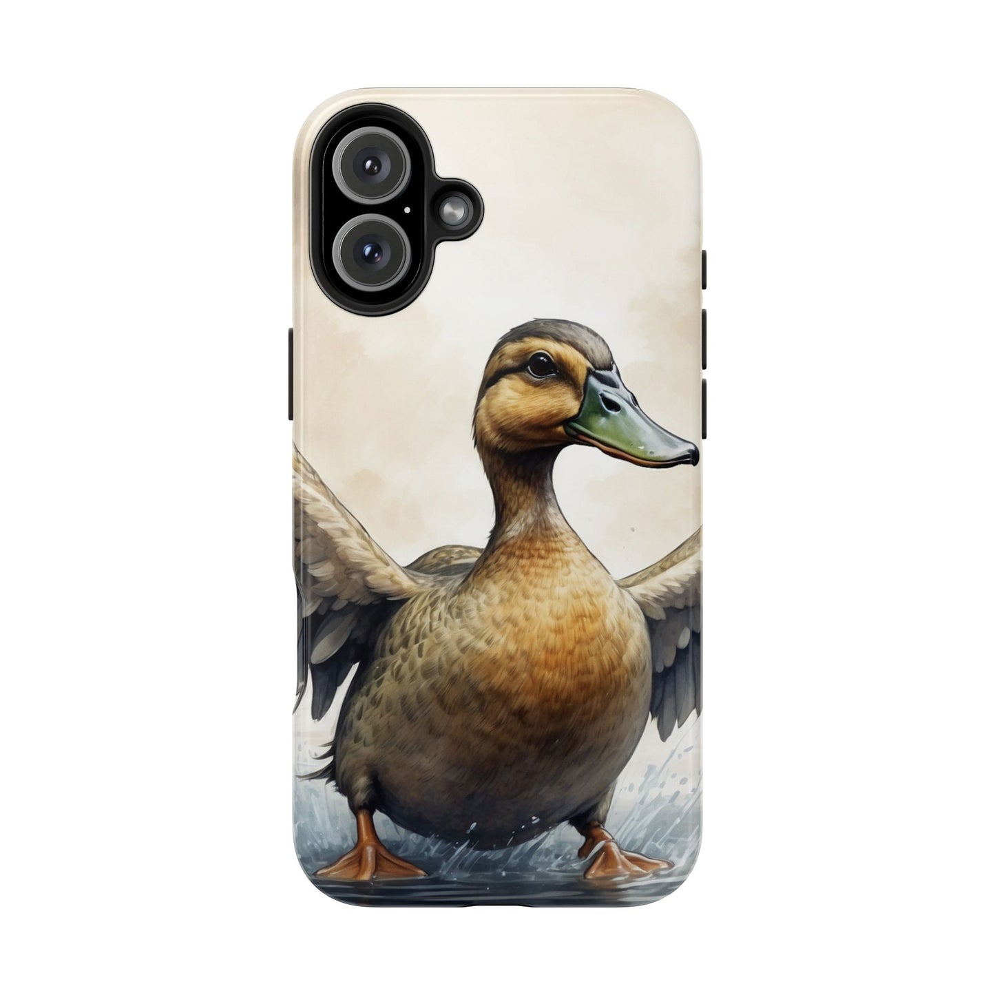 Graceful Duck in Watercolor Scene - iPhone Case