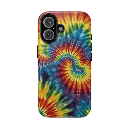 Retro Tie-Dye Swirl iPhone Case – Rainbow Spiral Design