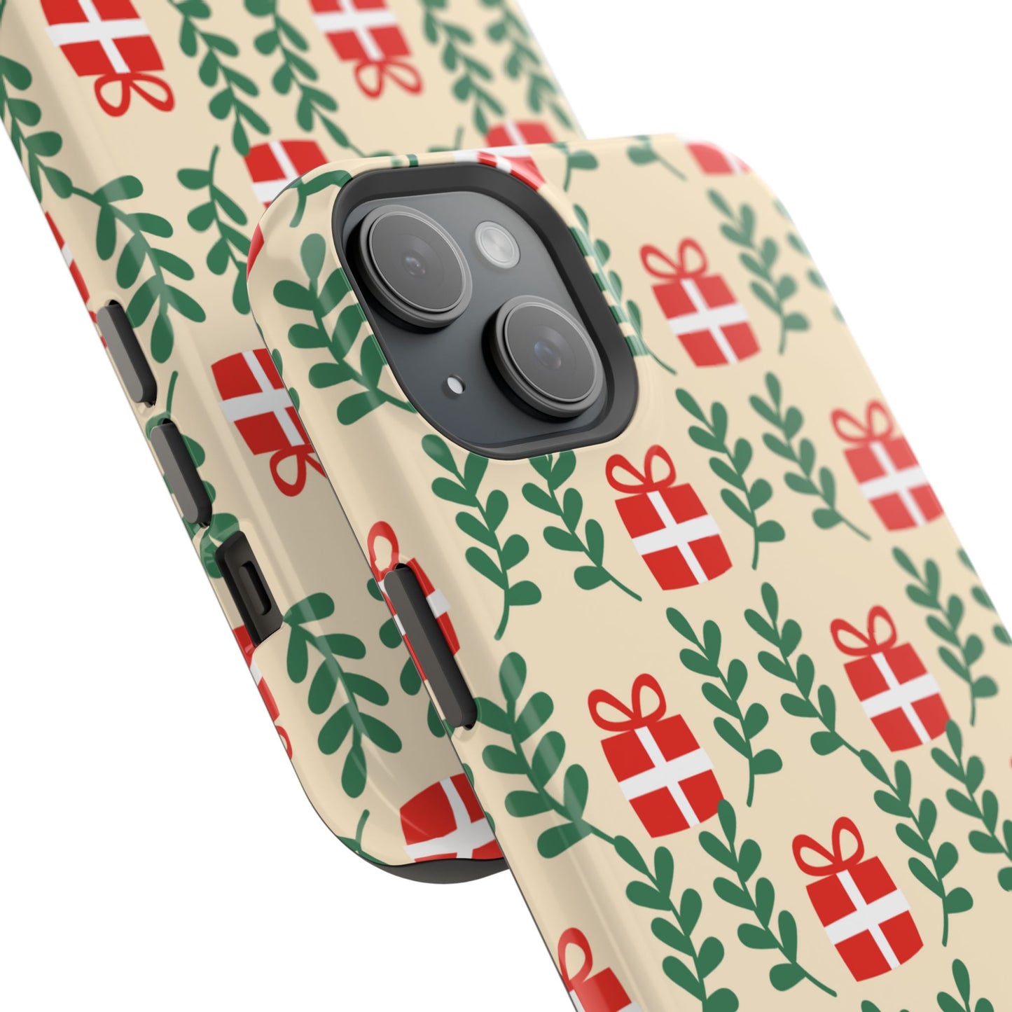 MagSafe iPhone Case: Holiday Cheer – Red Gifts & Green Leaves