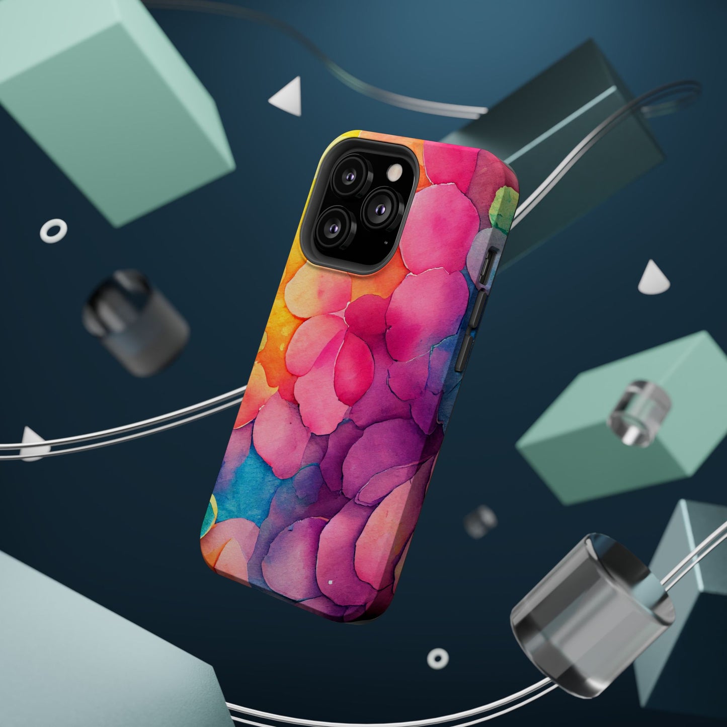 Sunset Petals Watercolor MagSafe iPhone Case – Slim Design, Glossy Finish