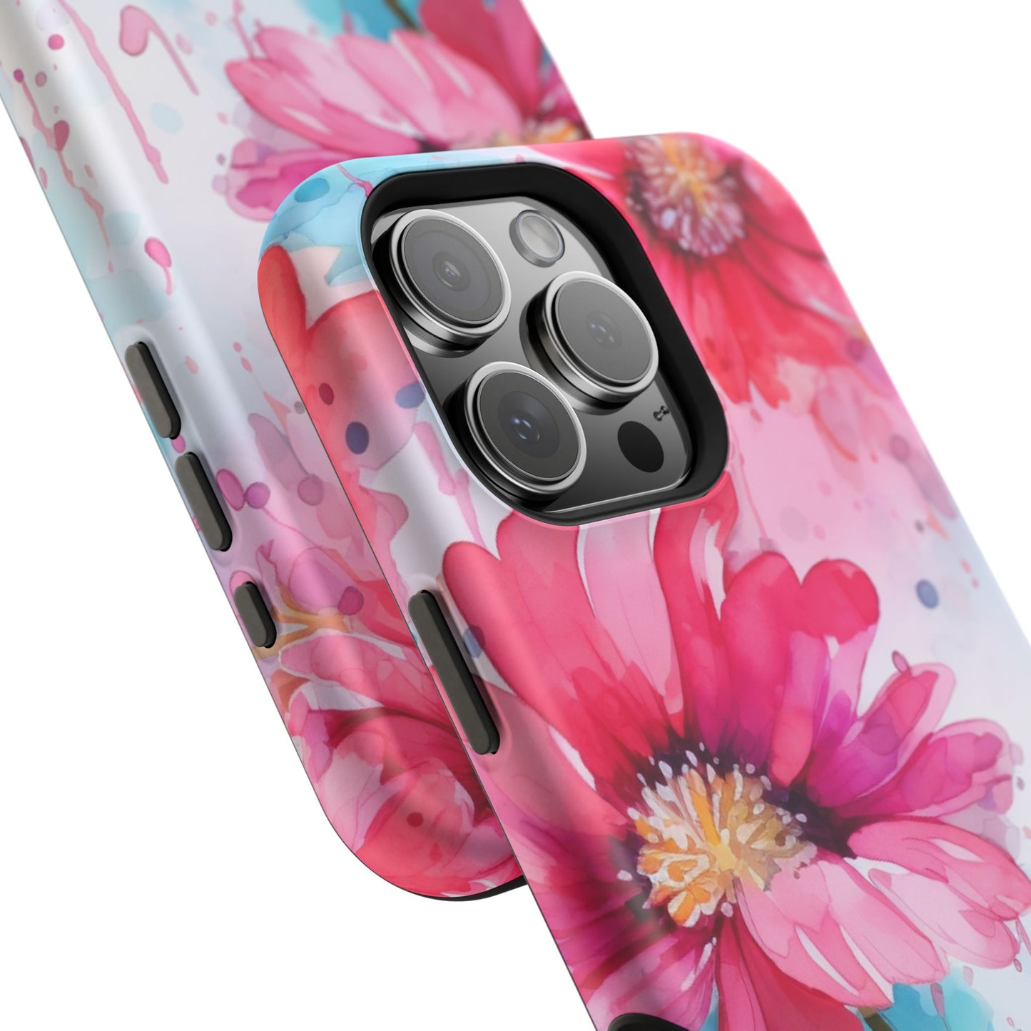 Vibrant Watercolor Red & Pink Floral - MagSafe iPhone Case