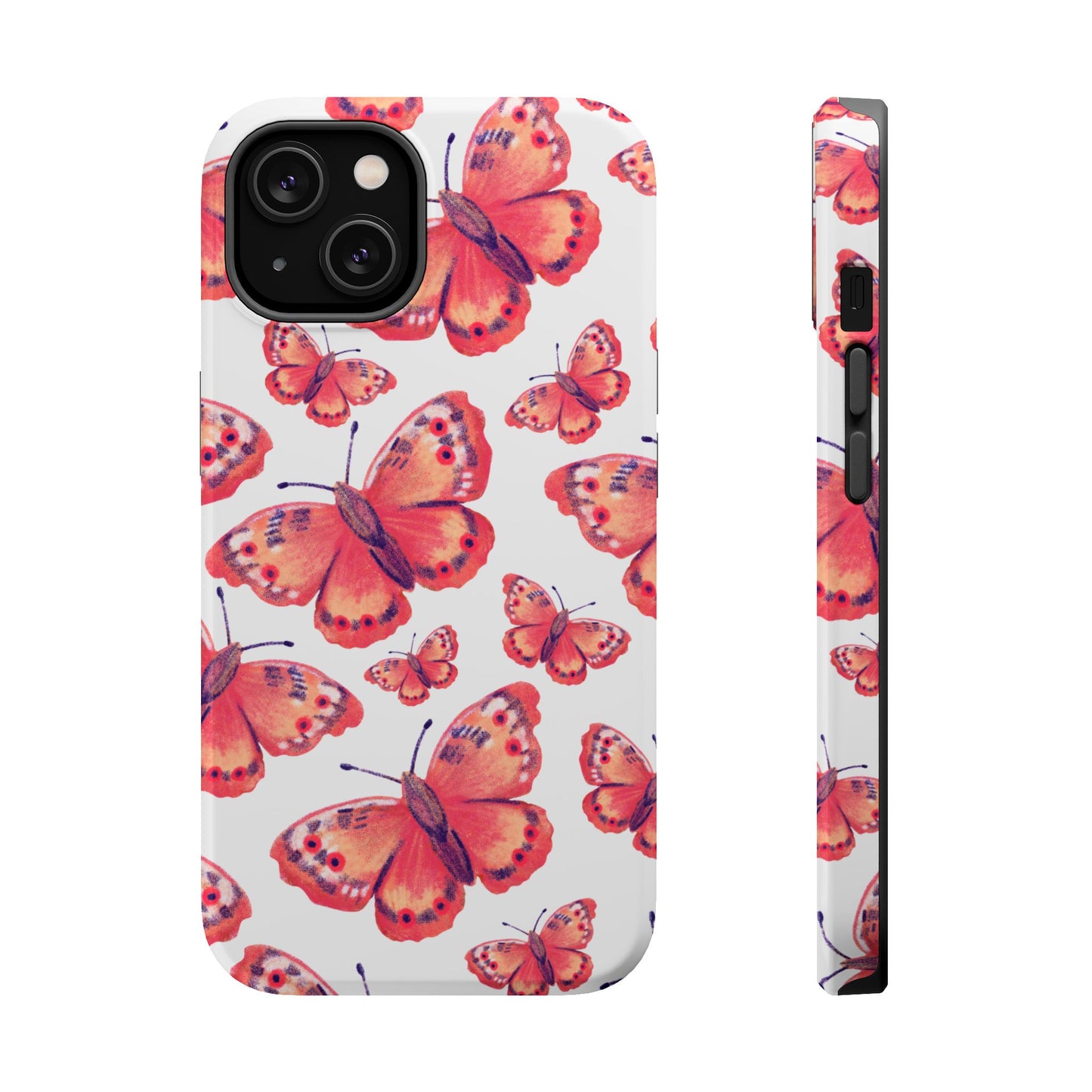 Coral Butterfly MagSafe iPhone Case – Slim, Protective Design with Bold Watercolor Print