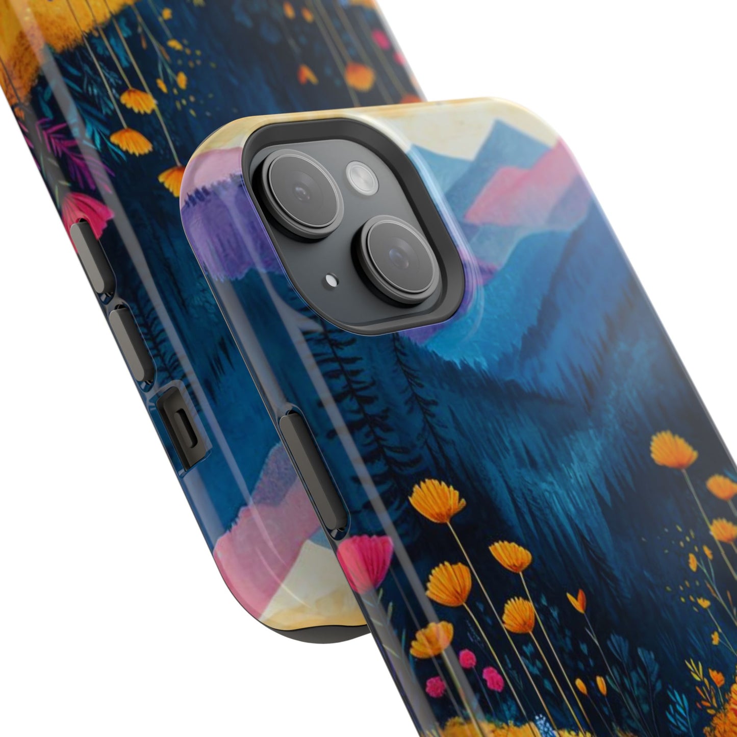 Vibrant Wildflower Mountain MagSafe iPhone Case – Bold Nature Art, Dual - Layer Protection - BOGO Cases