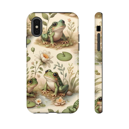 Cute Frogs Phone Case - Pond Pals Frolic - Charming Frog Lily Pad Phone Case for iPhone, Google & Samsung! Great Gift For Any Frog Lover!