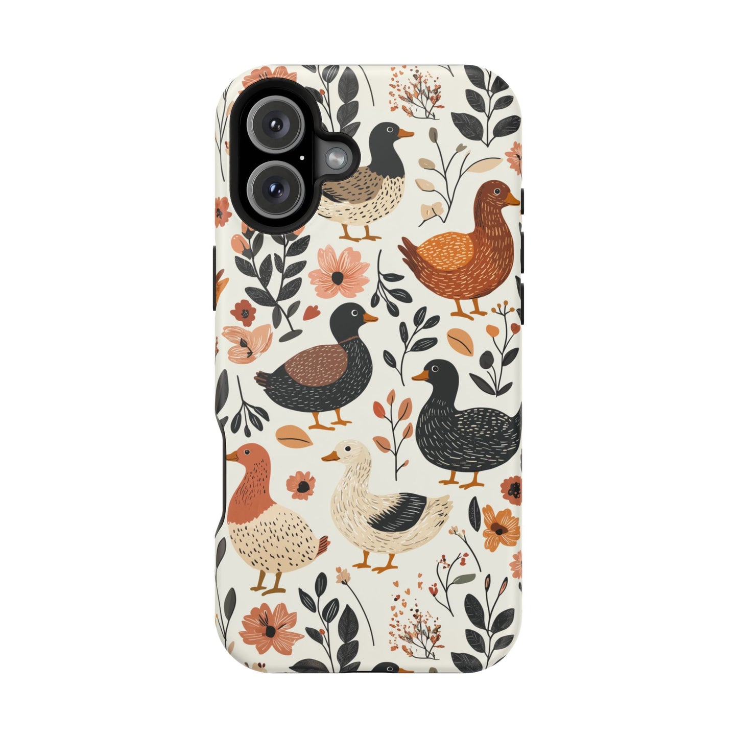 MagSafe iPhone Case: Vintage Duck – Floral & Leaf Design