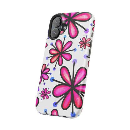 Pink Retro Bloom MagSafe iPhone Case – Ultra-Slim Design, Glossy Finish