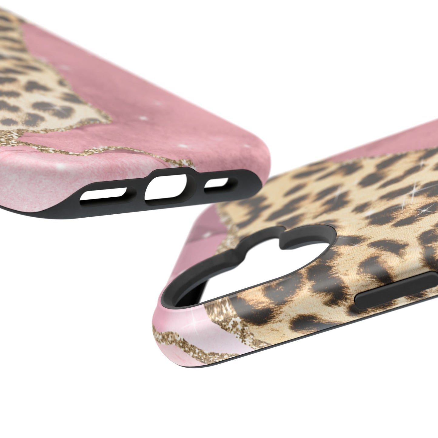 Pink Glam Leopard - MagSafe iPhone Series Case with Glitter Accents