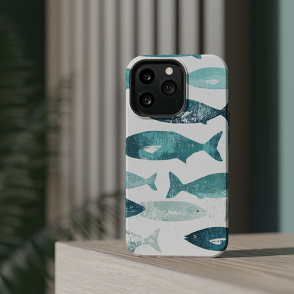 Vintage Blue Fish Print - MagSafe iPhone Series Case