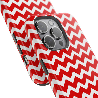 Bold Red & White Chevron – Modern Geometric MagSafe iPhone Case