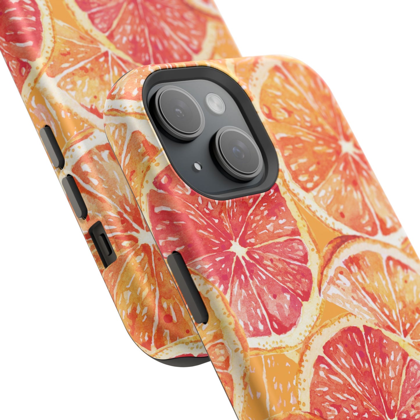 Watercolor Citrus Splash Tough MagSafe iPhone Case – Vibrant Fruit Print, Shock-Resistant Design