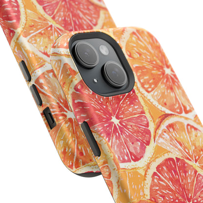 Watercolor Citrus Splash Tough MagSafe iPhone Case – Vibrant Fruit Print, Shock-Resistant Design