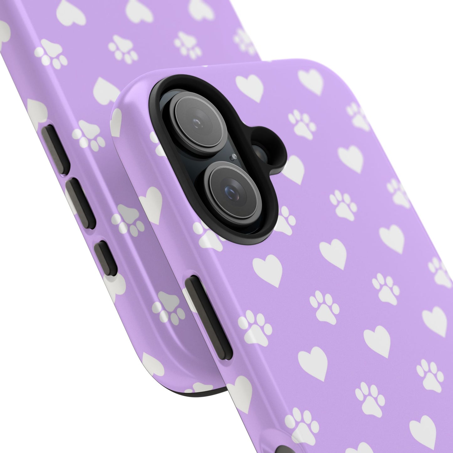 Lilac Paw Prints & Hearts – iPhone Case