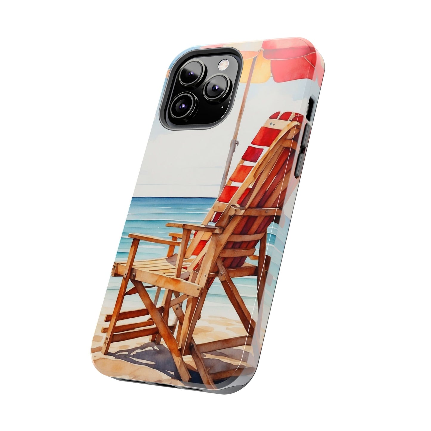 Beach Bliss iPhone Series Case – Relaxing Seaside Chair and Umbrella Design