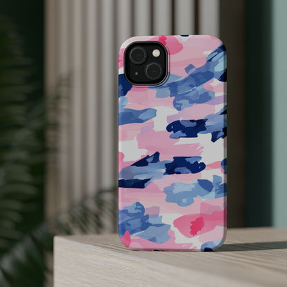 MagSafe Case: Dynamic Pink & Navy Brushstroke Art