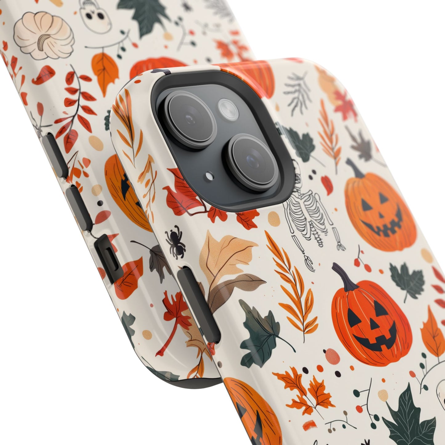 Halloween Pumpkin & Skeleton MagSafe iPhone Case – Spooky Autumn Design