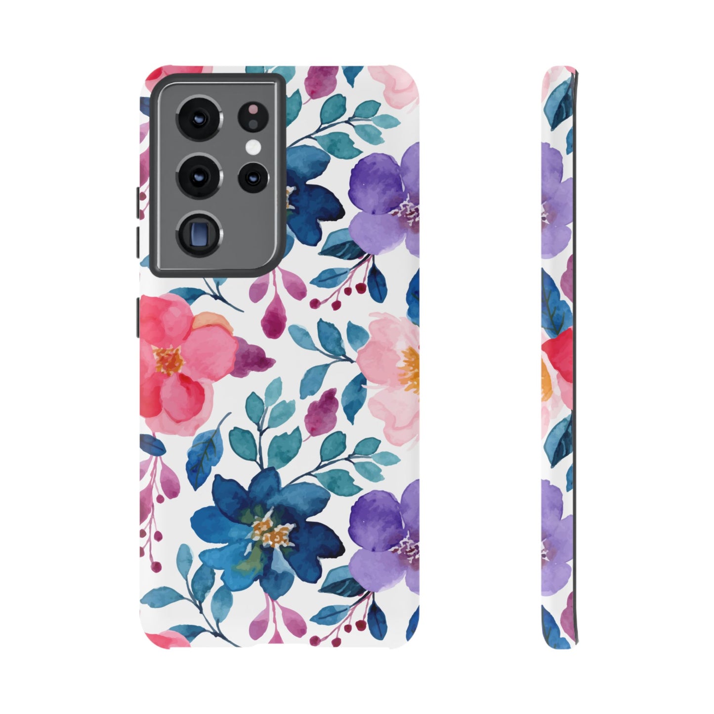 Mystic Bloom – Samsung Galaxy Case with Blue & Pink Watercolor Florals