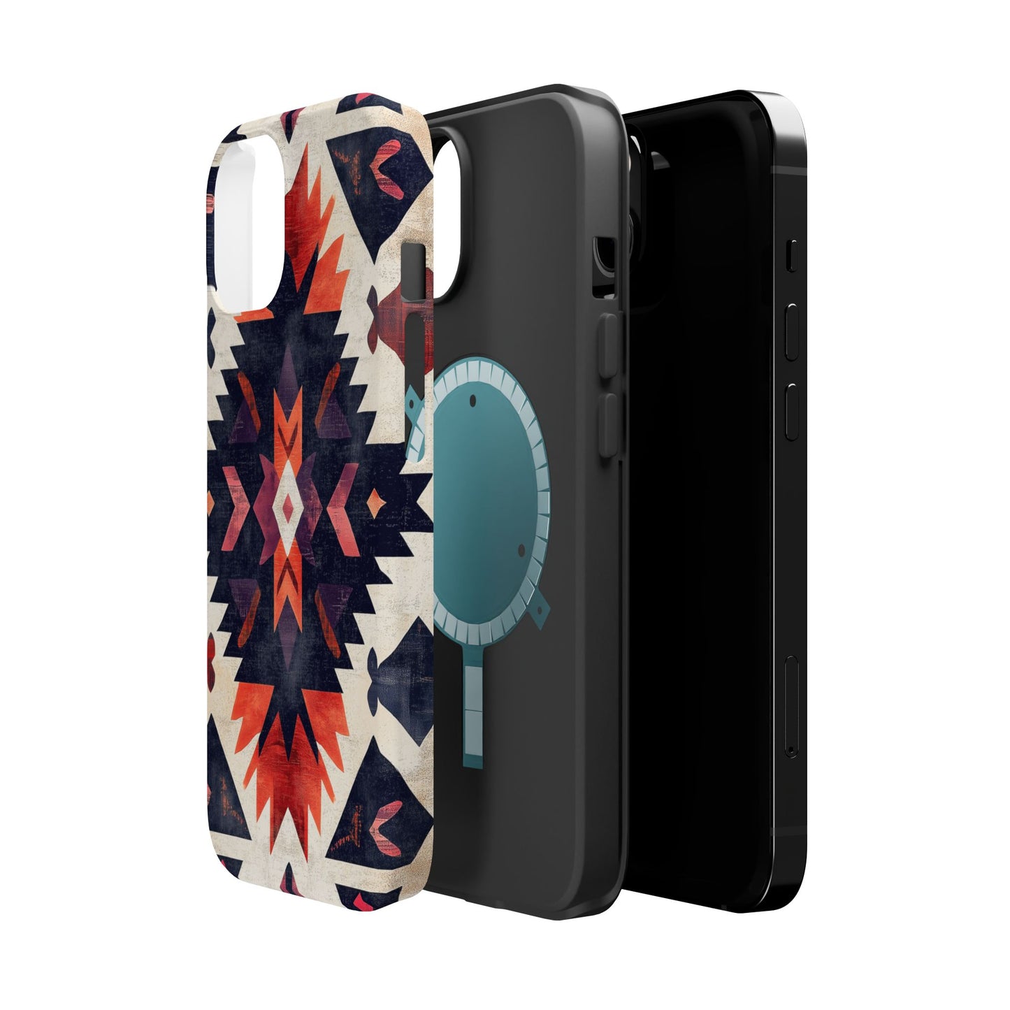 Boho Tribal Starburst Tough MagSafe iPhone Case – Vibrant Geometric Design, Dual-Layer Protection