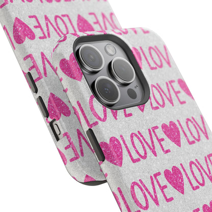 Pink Glitter Love Pattern – MagSafe iPhone Case