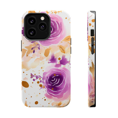 Soft Purple & Gold Floral Splash - MagSafe iPhone Series Case