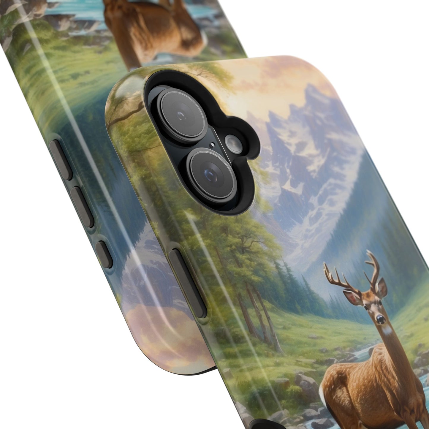 Alpine Serenity – Stag in Mountain Bliss MagSafe iPhone Cases