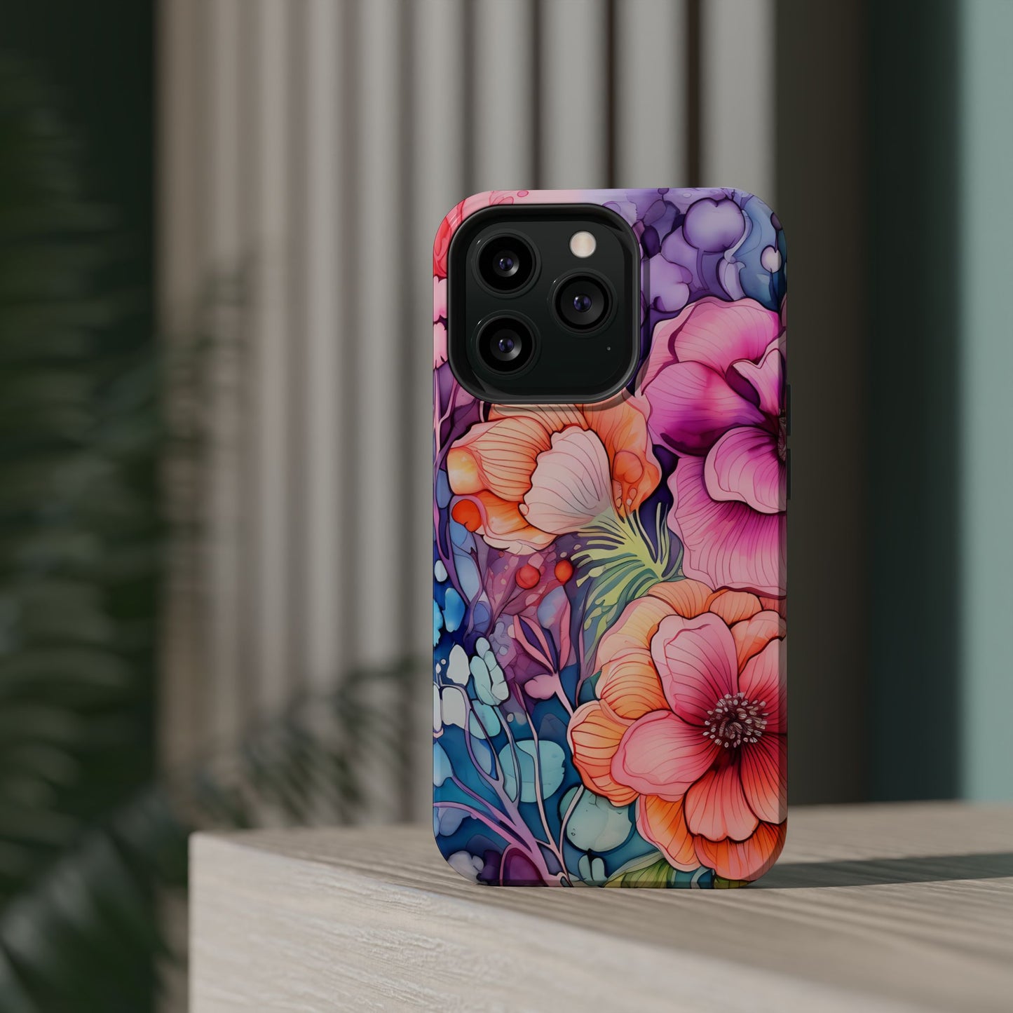 Bright Watercolor Floral Splash MagSafe iPhone Series Case – Bold Artistic Design