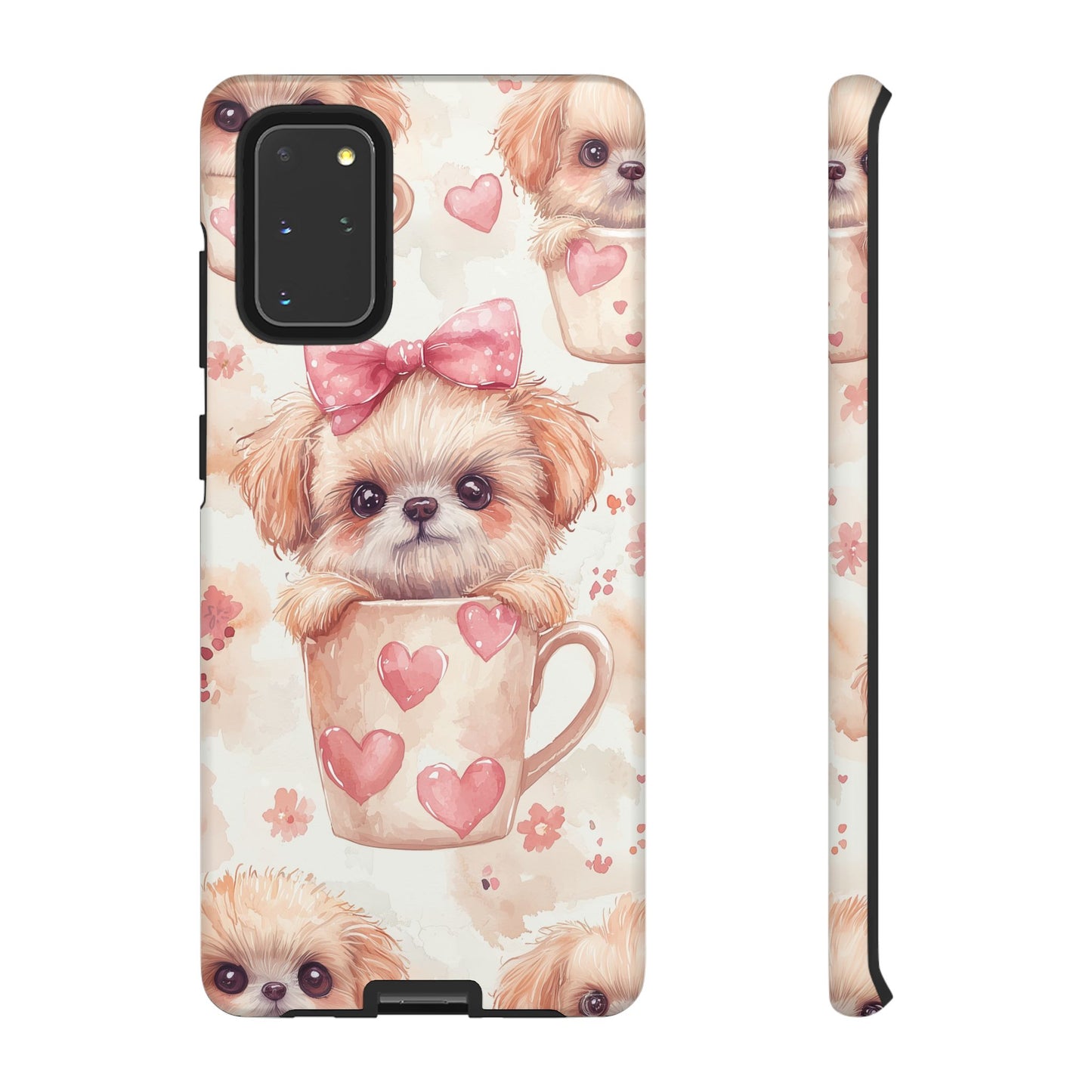 Adorable Puppy in Teacup Samsung Galaxy Case – Tough, Dual-Layer Protection with Cute Pink Bow Design