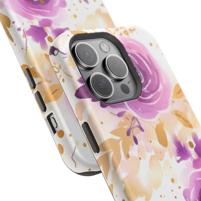 Soft Purple & Gold Floral Splash - MagSafe iPhone Series Case