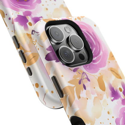 Soft Purple & Gold Floral Splash - MagSafe iPhone Series Case