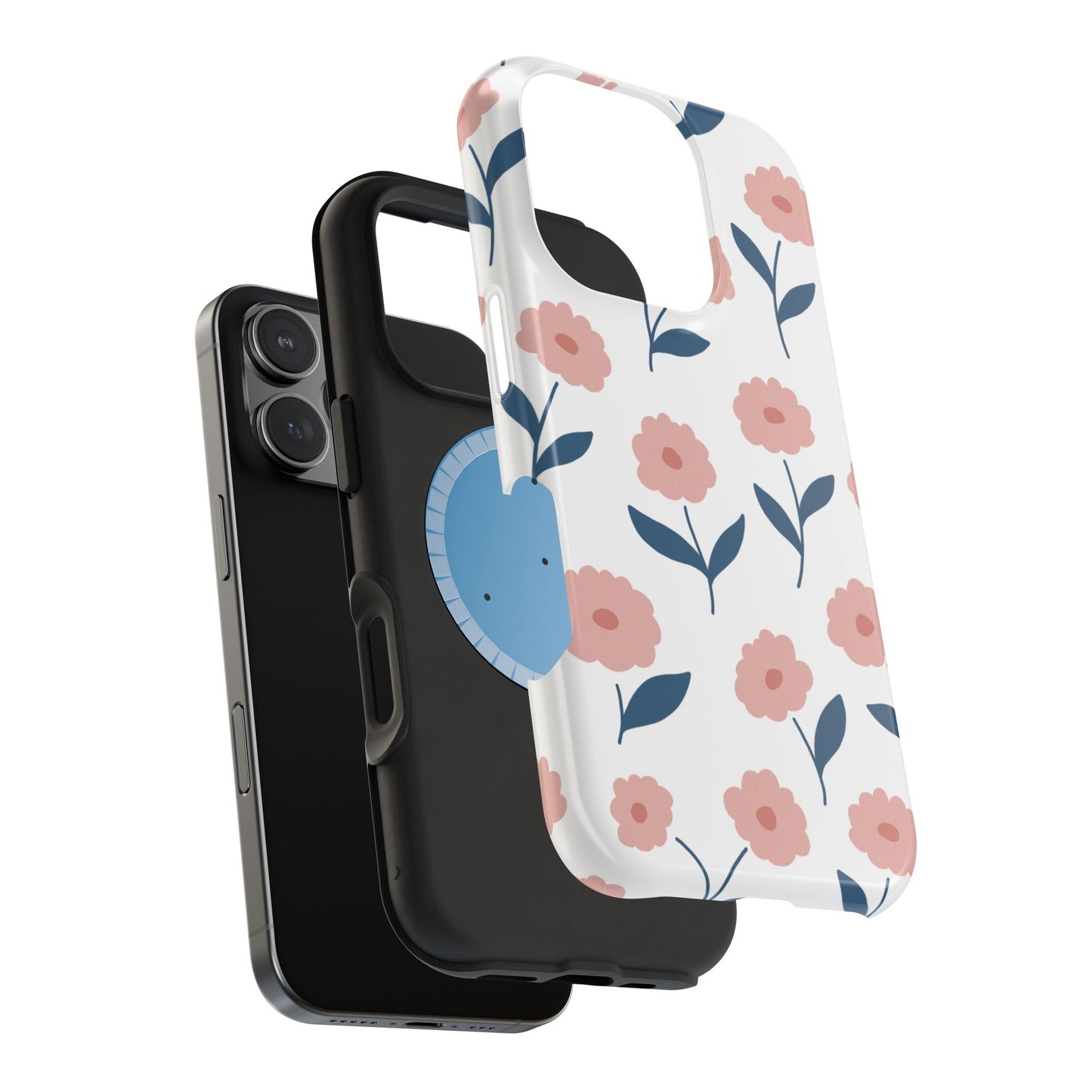 Playful Pink Floral Tough MagSafe  iPhone Case – Soft Pastel Design, Slim & Shockproof