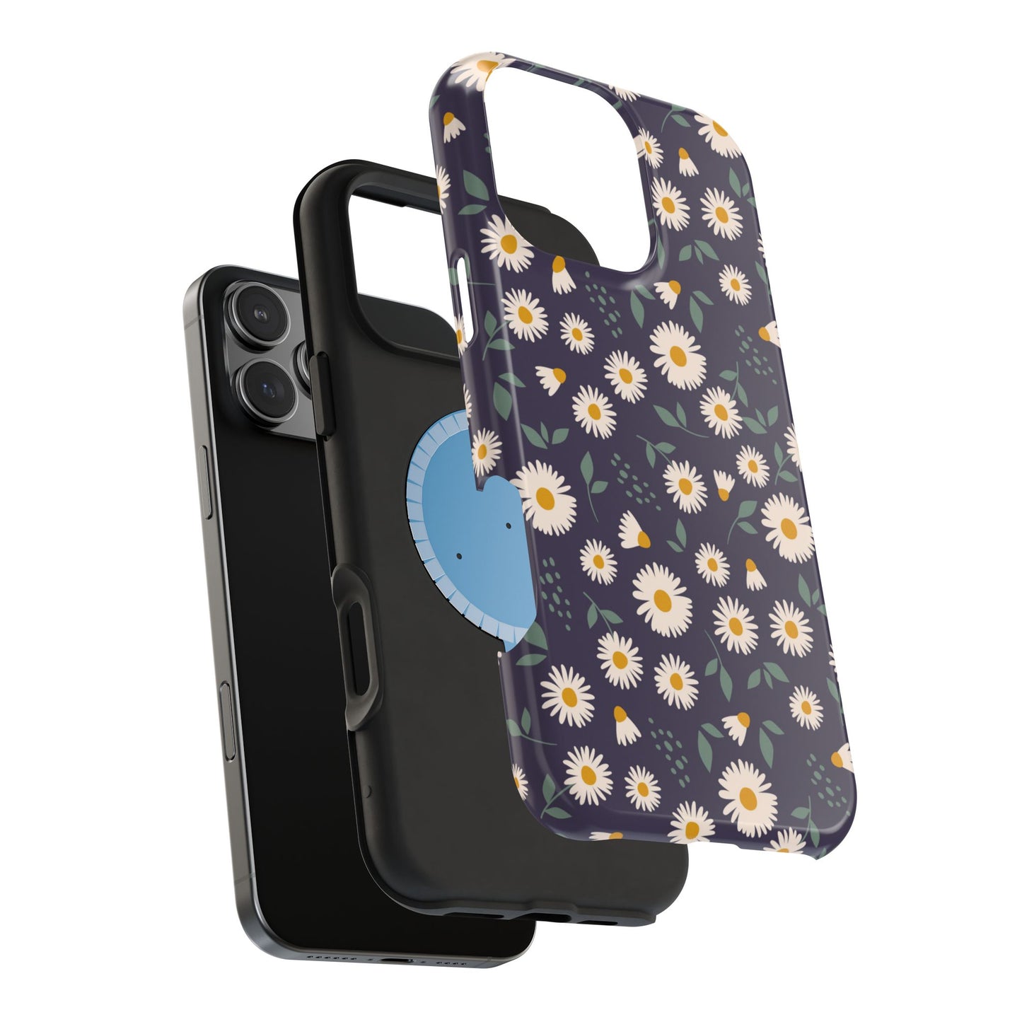 Midnight Daisy MagSafe iPhone Case – Dark Navy Floral Design, Slim and Protective