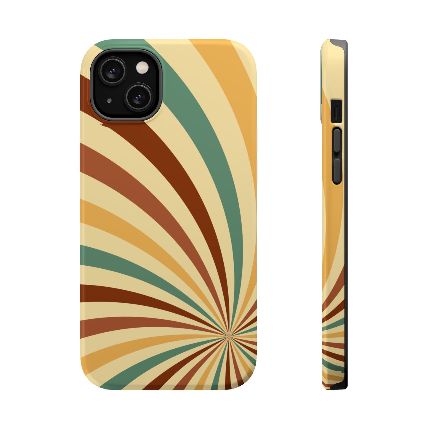 Earthy Retro Swirl MagSafe iPhone Case – Dual-Layer Protection with 70s-Inspired Earth Tones