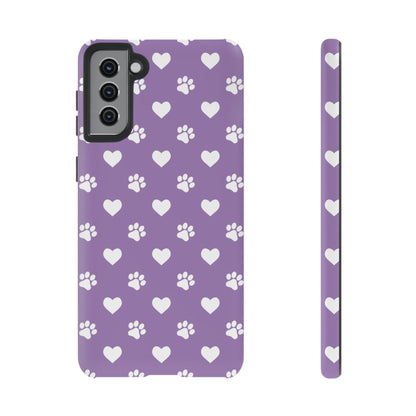 Lavender Paw Prints & Hearts Design - Adorable Pet Lover Samsung Galaxy Case