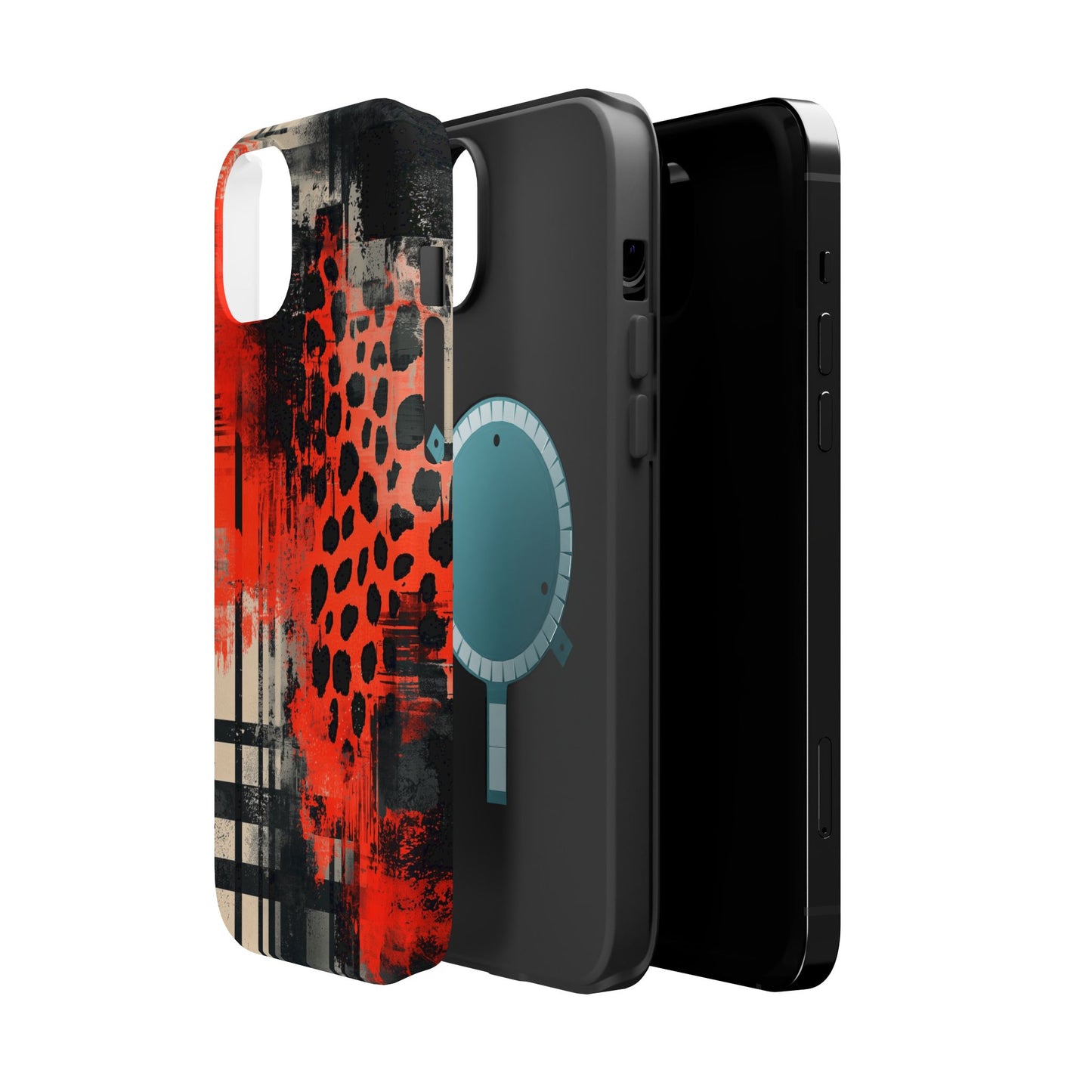 MagSafe iPhone Case: Cheetah Plaid – Red & Black Pattern