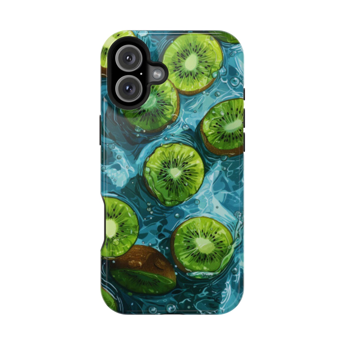 Tropical Kiwi Splash MagSafe iPhone Case – Tough Dual-Layer, Vibrant Summer Design