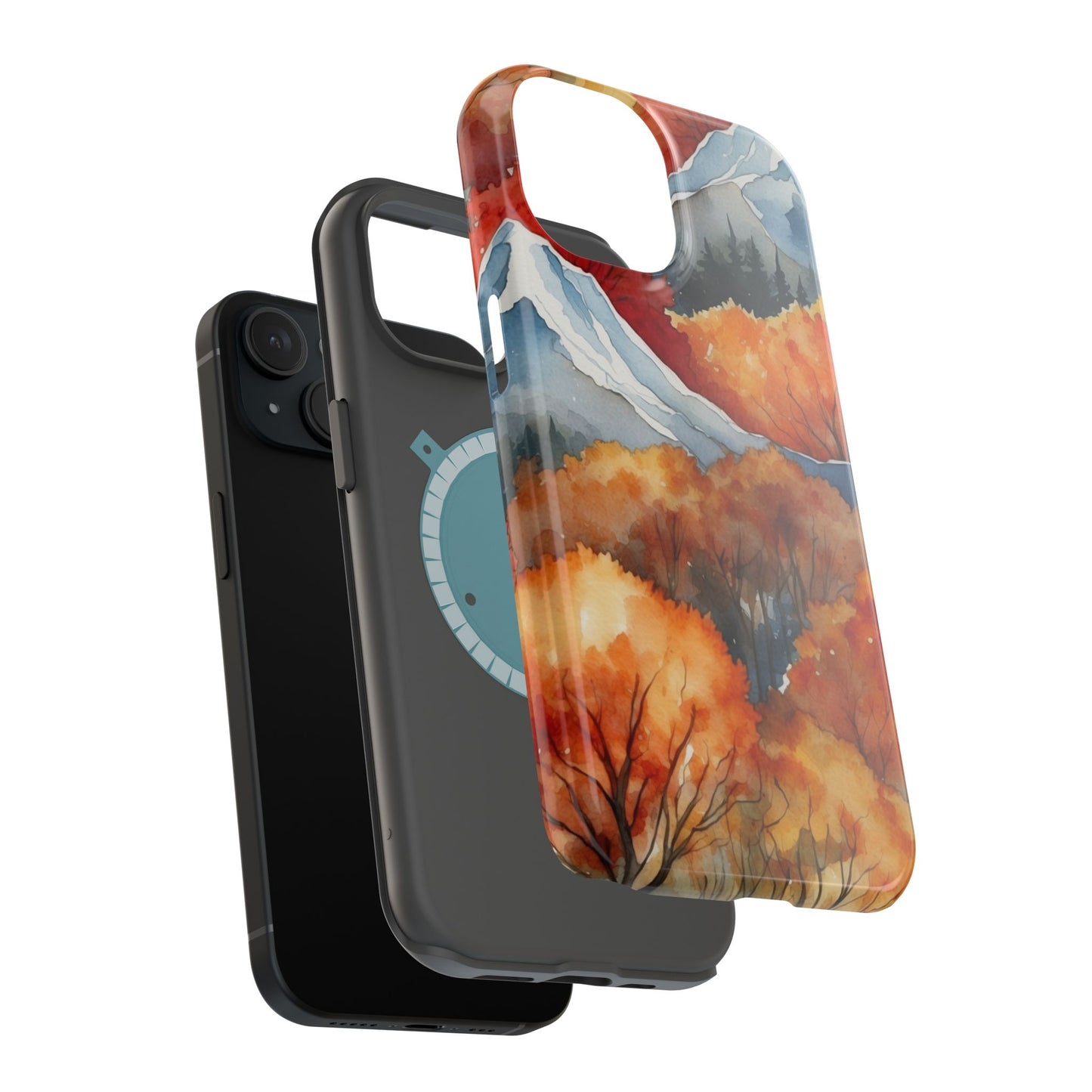 Autumn Mountain Forest Watercolor - MagSafe iPhone Case