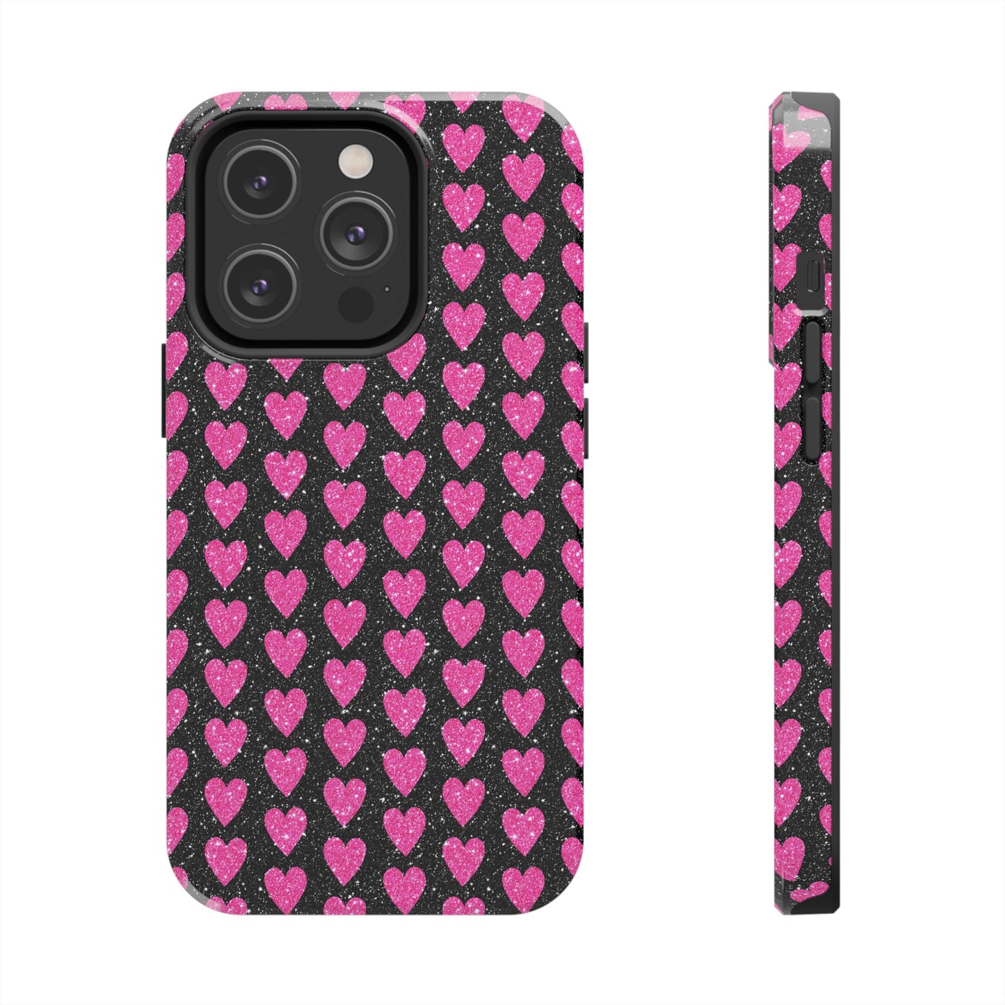 Glitter Pink Hearts iPhone Case