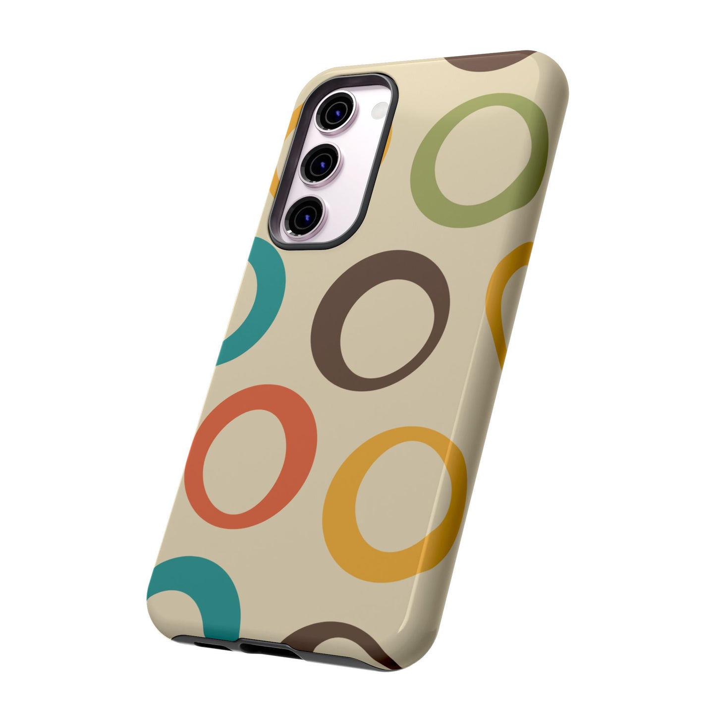 Retro Colorful Rings Samsung Galaxy Case – Shockproof, Matte Finish, Dual-Layer Protection