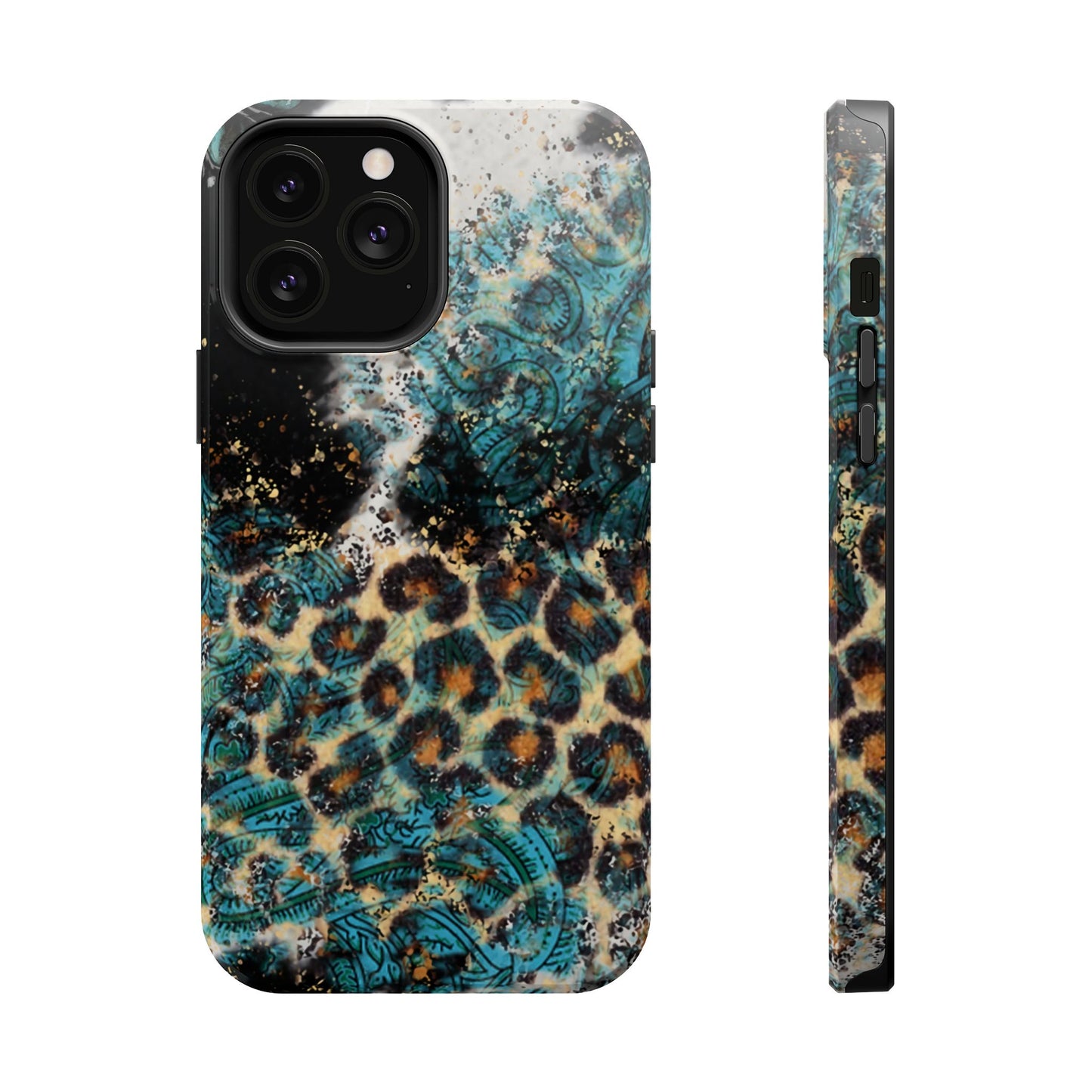 Turquoise Paisley Cowhide Leopard - MagSafe iPhone Series Case